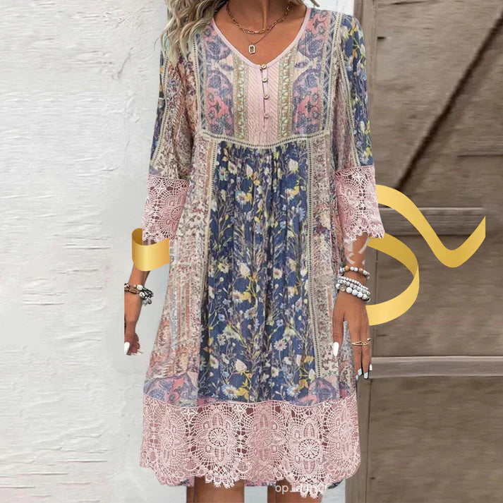 Ada - Robe vintage en dentelle imprimée