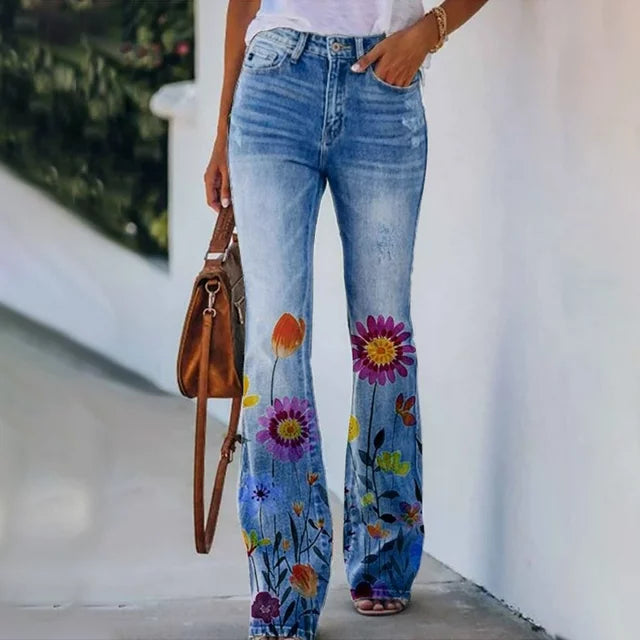 Ada - Jeans à motifs floraux