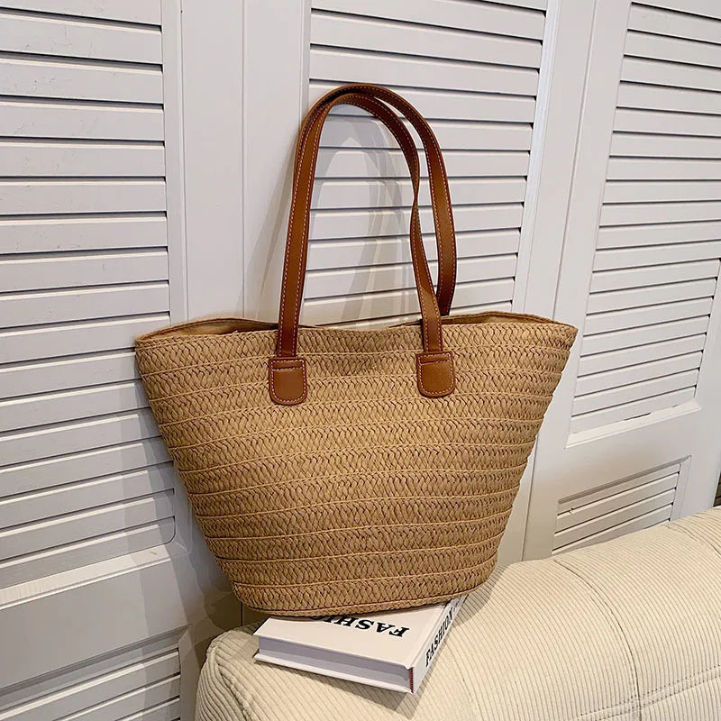Luxury woven straw tote bag-Elly Rose