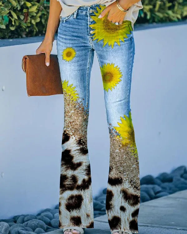 Ada - Jeans à motifs floraux