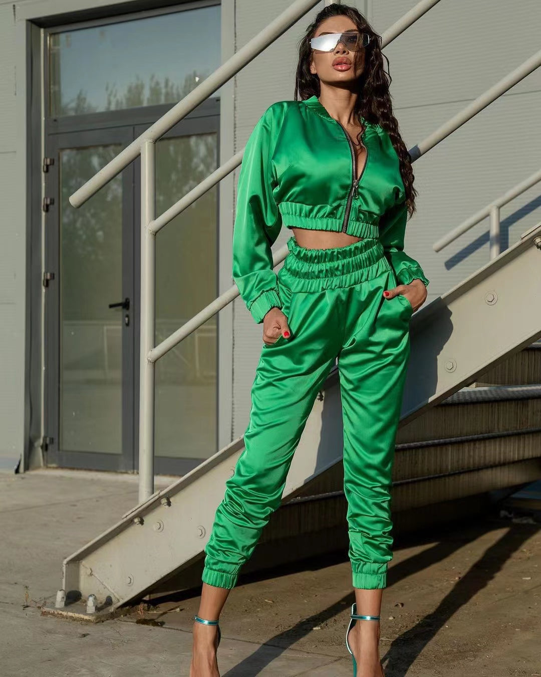 Riel - Ensemble de Survêtement Satiné Stylé pour l'Automne pour Femmes