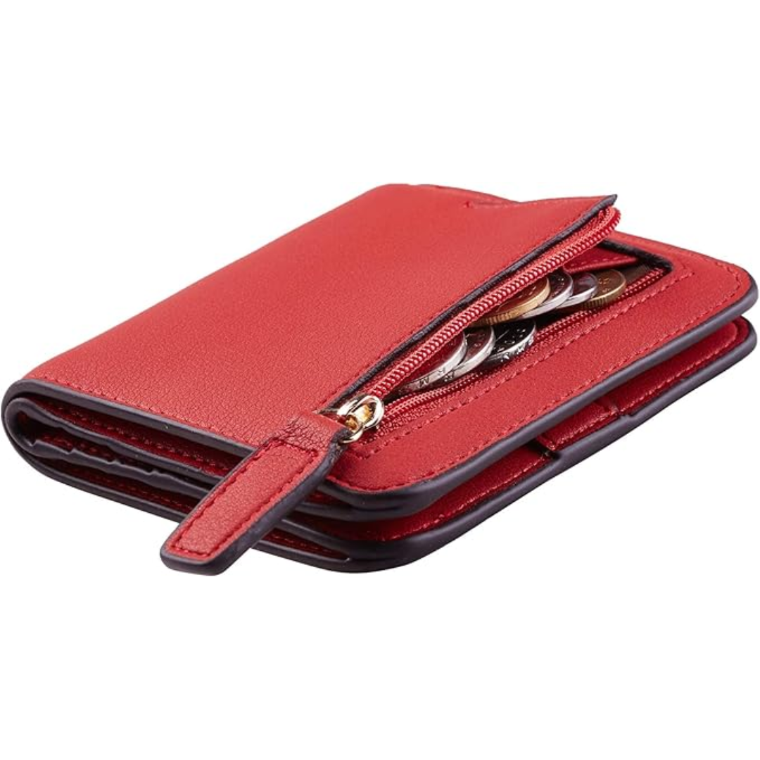 Deluxe leather compact wallet for ladies with RFID blocking - Elvira-Elly Rose
