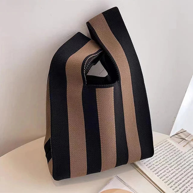 Coralie - Chic striped canvas tote bag-Elly Rose