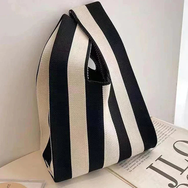 Coralie - Chic striped canvas tote bag-Elly Rose