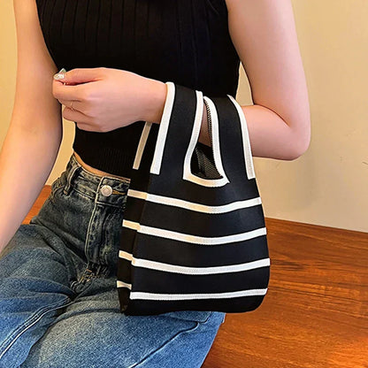 Coralie - Chic striped canvas tote bag-Elly Rose