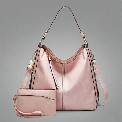 Cecile | Elegant leather messenger bag with large interior-Elly Rose