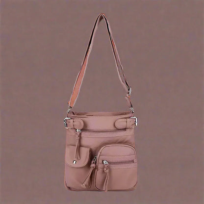 Zara | Soft leather shoulder bag with multiple compartments.-Elly Rose