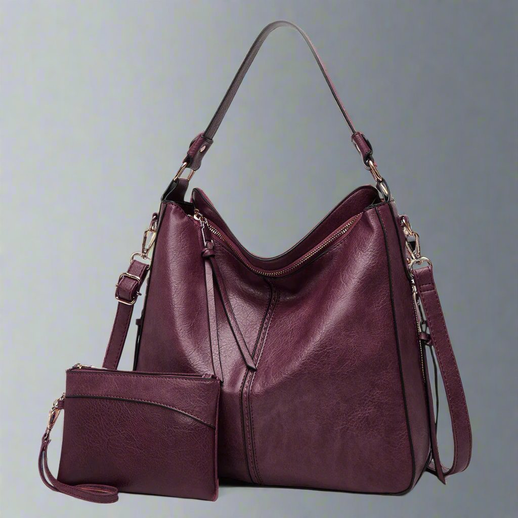 Cecile | Elegant leather messenger bag with large interior-Elly Rose