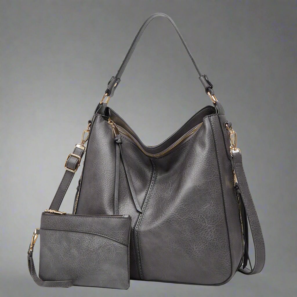 Cecile | Elegant leather messenger bag with large interior-Elly Rose