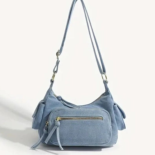 Kenna - Retro denim shoulder bag-Elly Rose