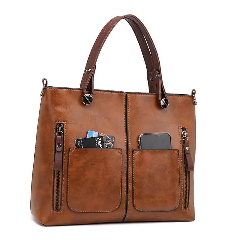 Elly - Vintage leather shoulder bag for ladies-Elly Rose
