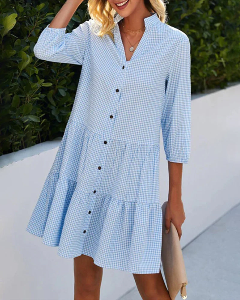 Laure | Robe chemise bleu