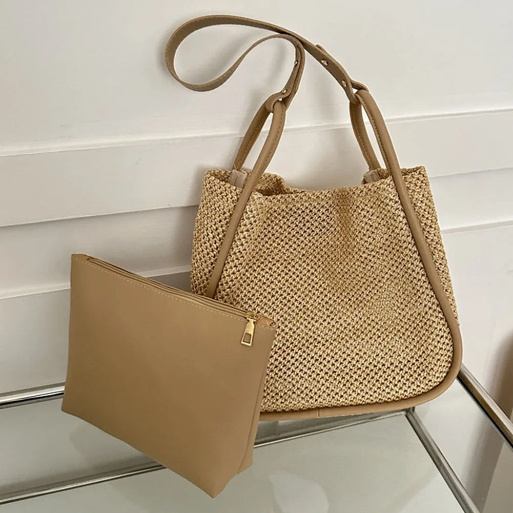 ByMave Large capacity PU leather wicker bag-Elly Rose