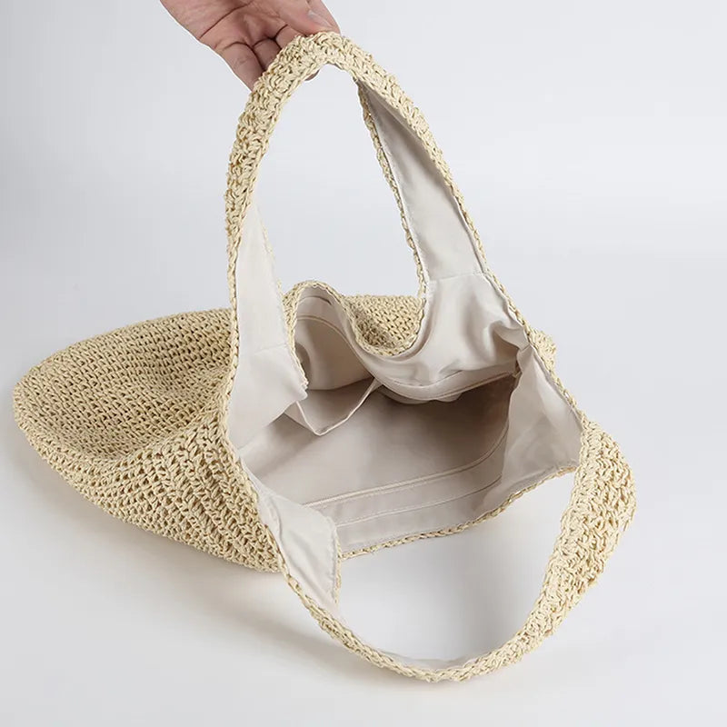 Round straw shoulder bag for summer - Satiro-Elly Rose