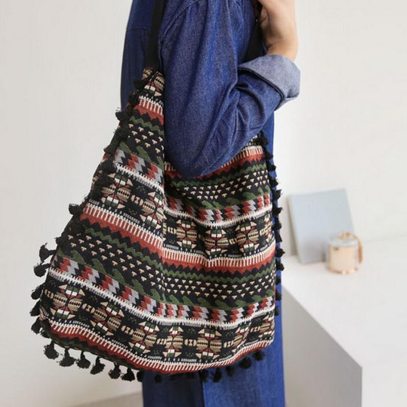 SoSun - Geometric bag with tassels-Elly Rose