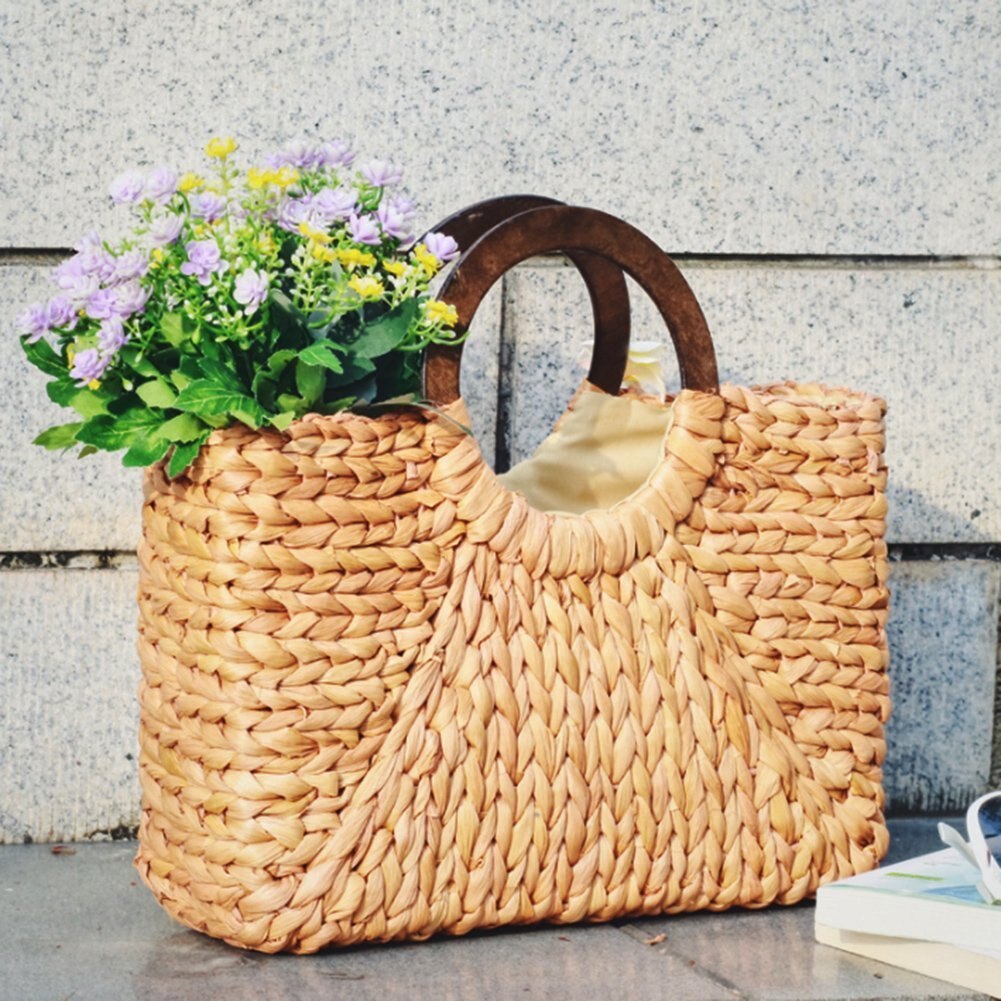 SoSun - Rectangular beach bag in rattan-Elly Rose