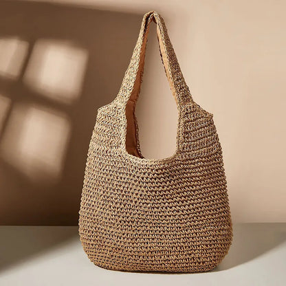 Round straw shoulder bag - Shreya-Elly Rose