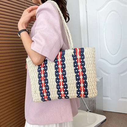 ByMave - Striped wicker bag with high shoulder strap-Elly Rose