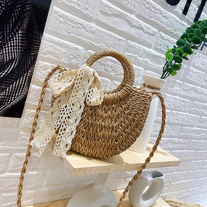 Melody - brown hollow wicker bag-Elly Rose