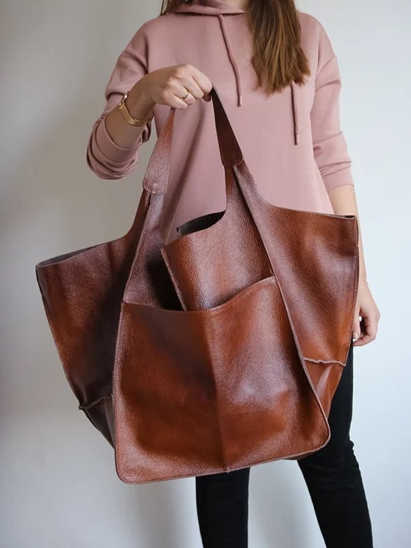 Xylia | New oversized handbag in handmade vegan leather.-Elly Rose