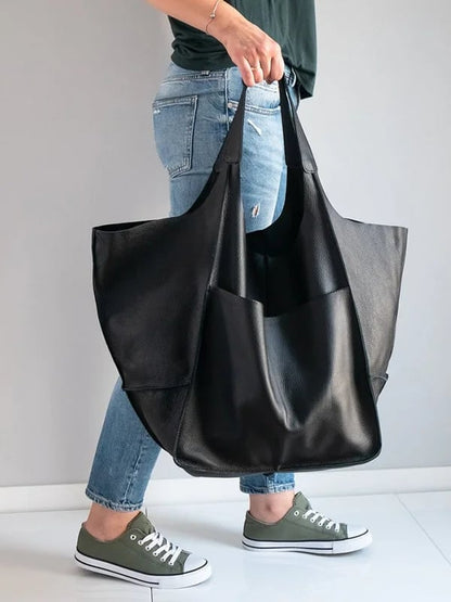 Xylia | New oversized handbag in handmade vegan leather.-Elly Rose