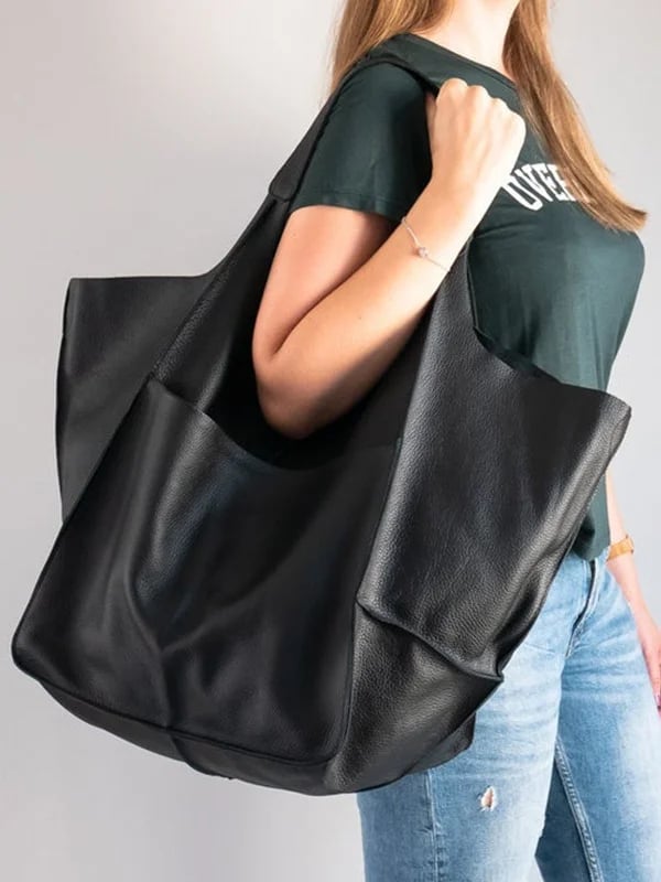 Xylia | New oversized handbag in handmade vegan leather.-Elly Rose