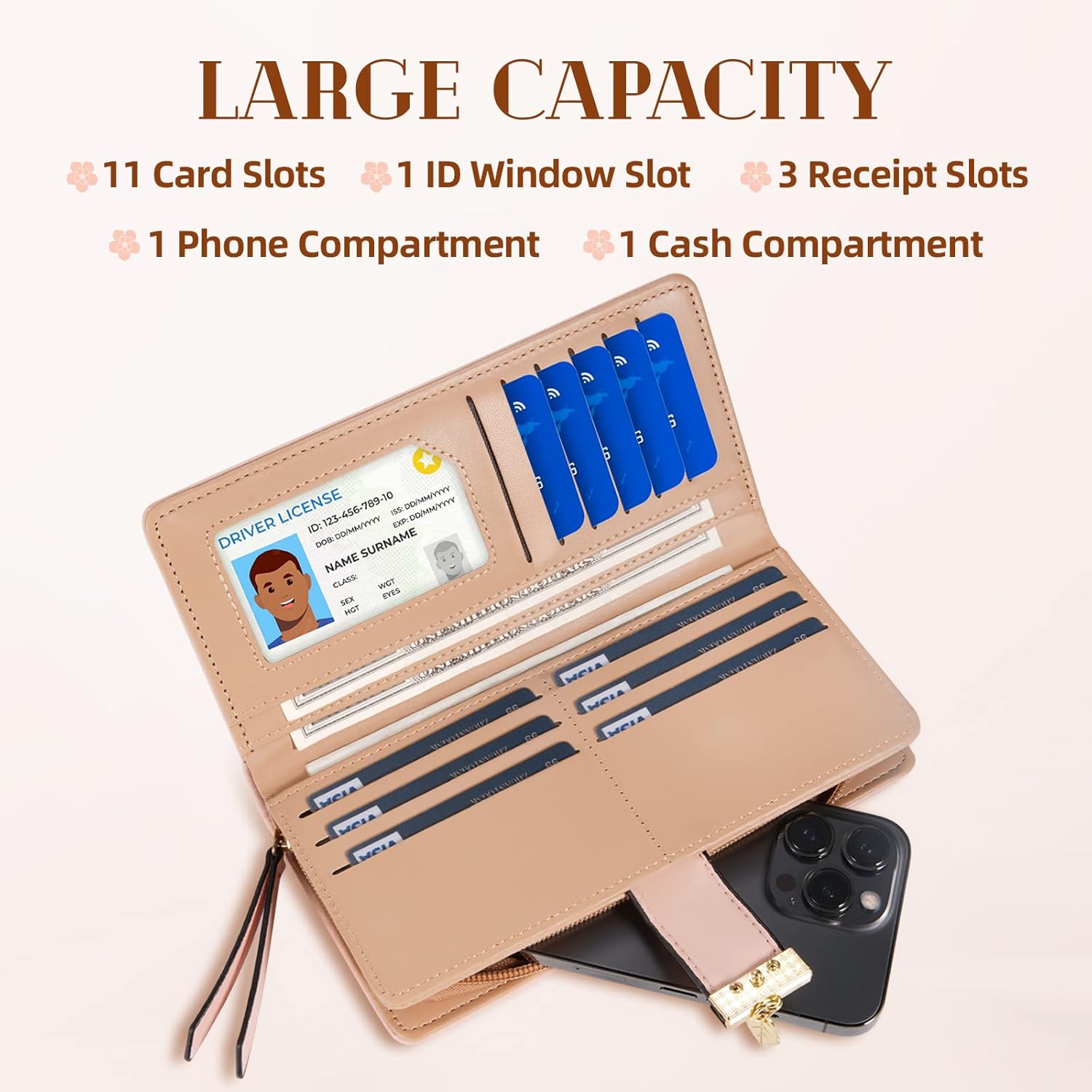 Leather wallet with long leaves - Leanne-Elly Rose