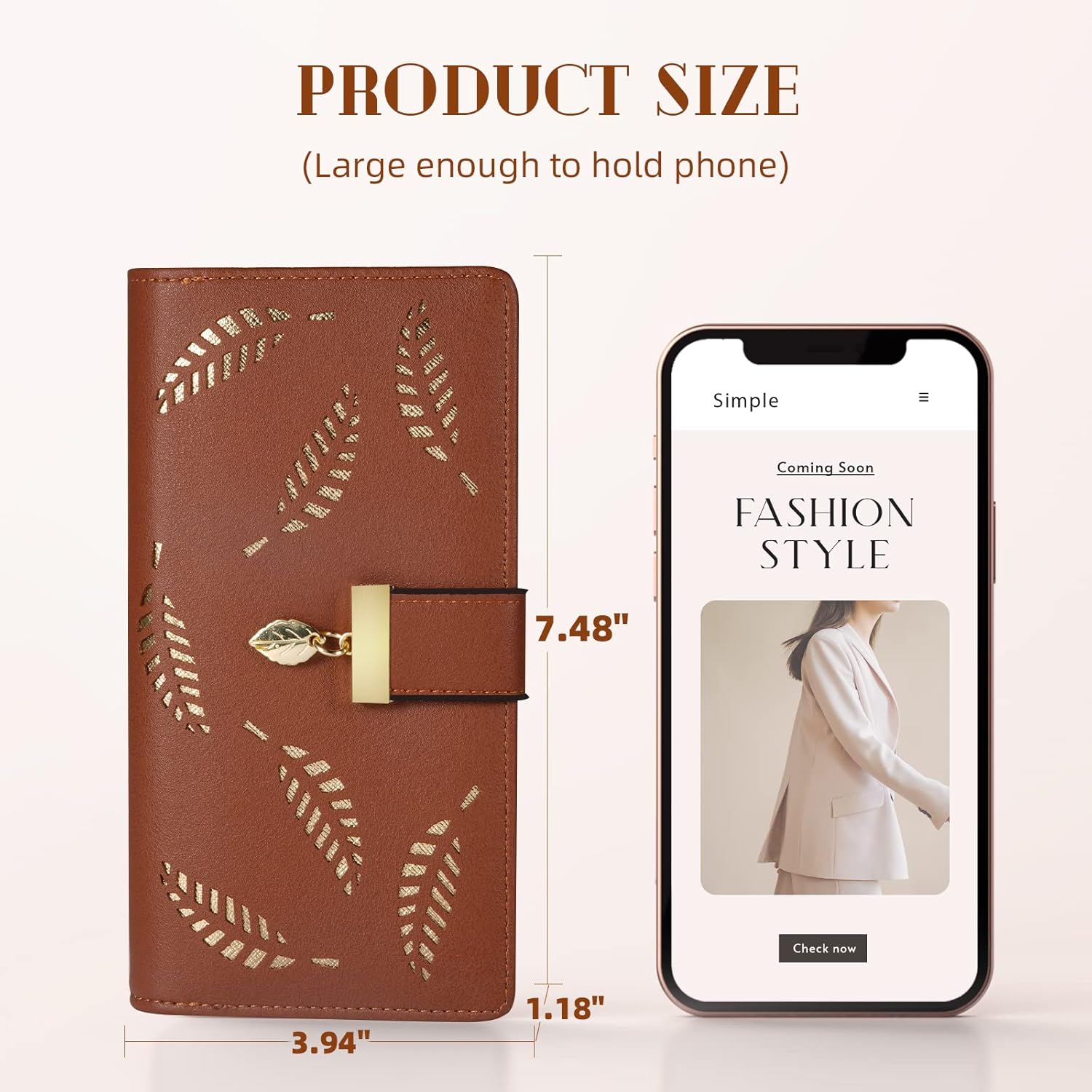 Leather wallet with long leaves - Leanne-Elly Rose