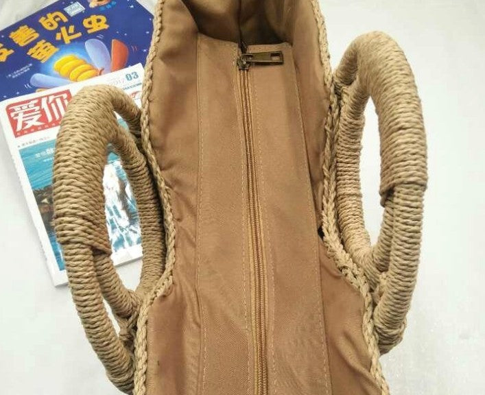 SoSun - Beach bag with wooden handle-Elly Rose