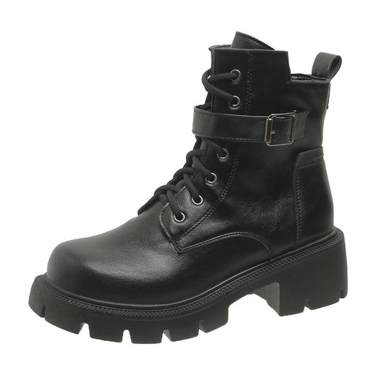 Ada Bottes de combat pour femmes à talon épais et de hauteur moyenne