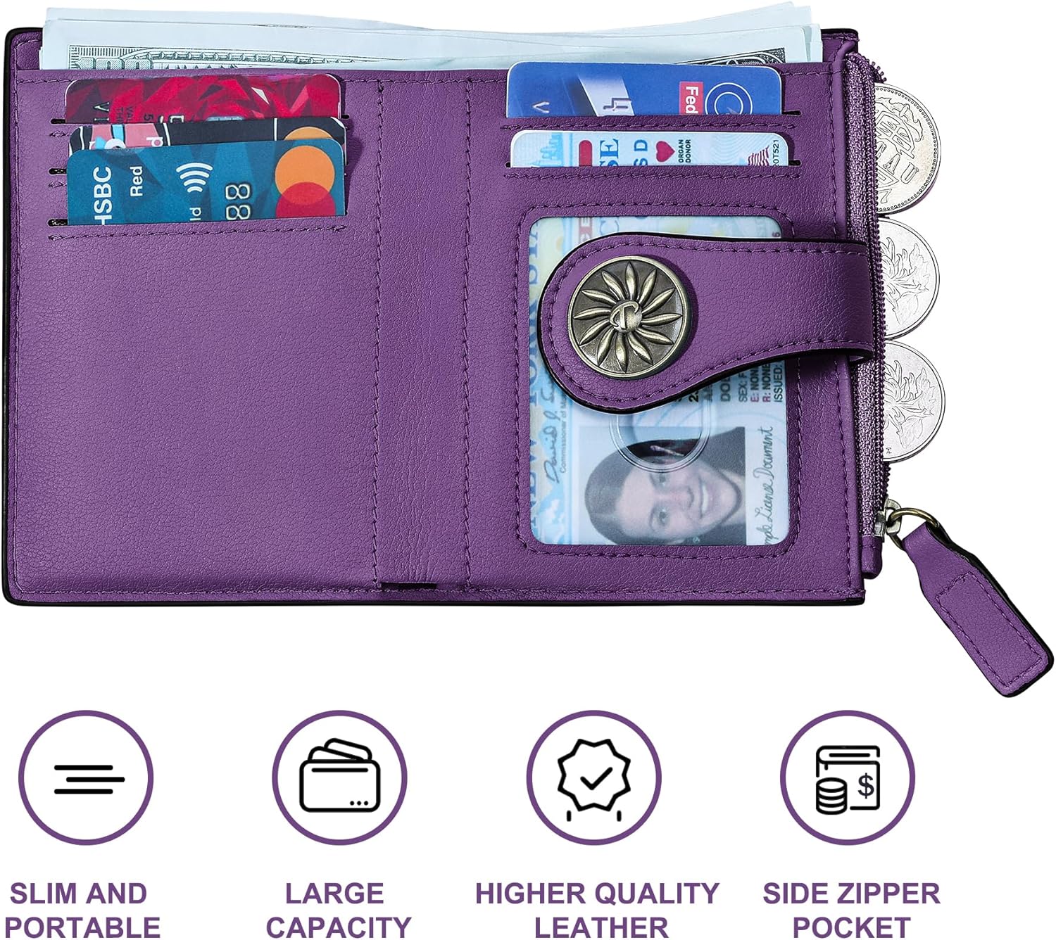 Women's RFID wallet with zip pocket - Claire-Elly Rose