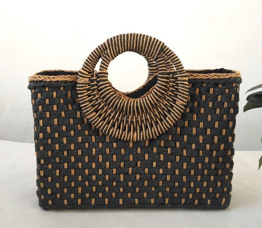 SoSun - Beach bag with wooden handle-Elly Rose