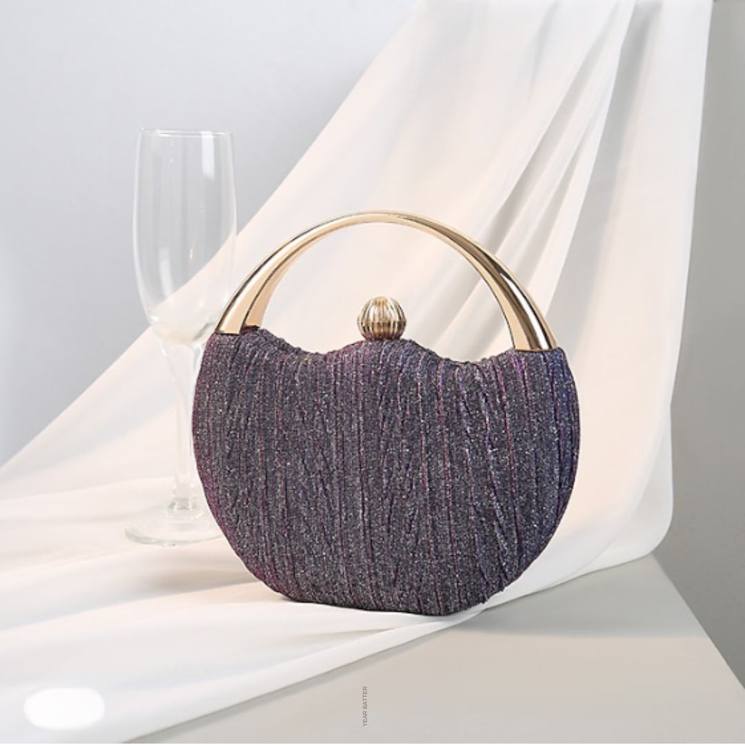 Chic clutch bag with metal handle - Leighton-Elly Rose