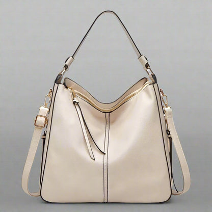 Cecile | Elegant leather messenger bag with large interior-Elly Rose