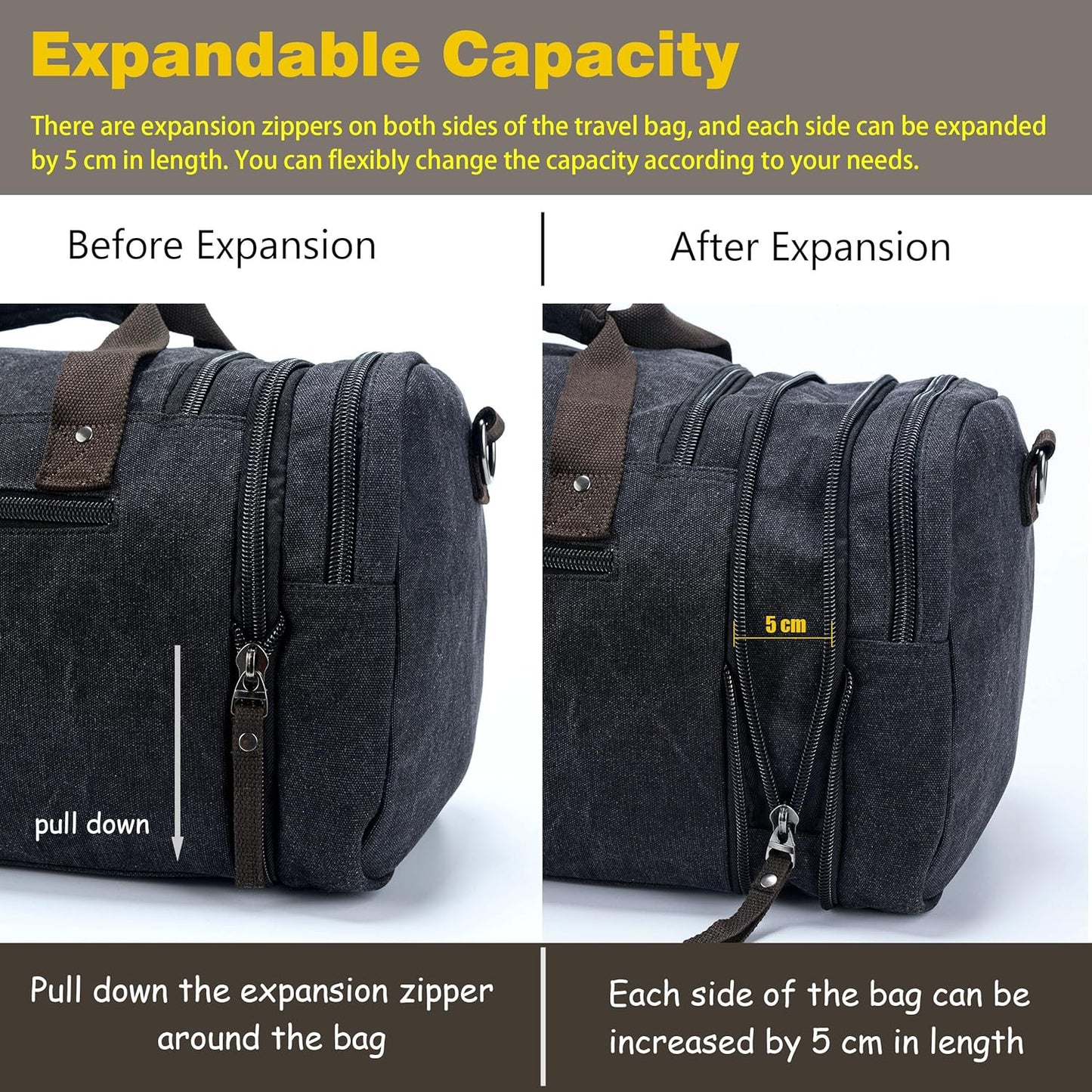 FlexVoyager - Expandable canvas weekend bag-Elly Rose