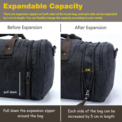 FlexVoyager - Expandable canvas weekend bag-Elly Rose
