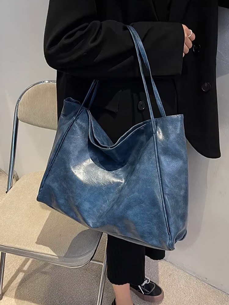 Alissa Large Ladies Leather Shoulder Bag | Handbag | Shopper Blue-Elly Rose