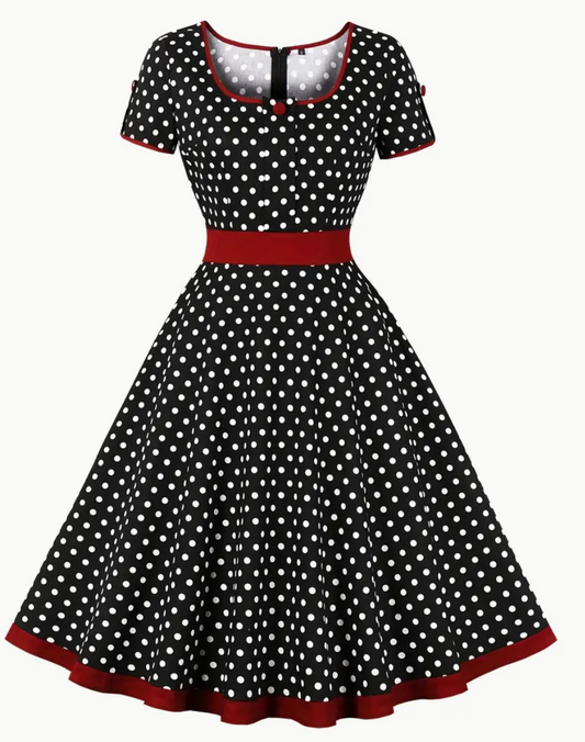 ADA - Robe à pois vintage élégante pour le printemps/été