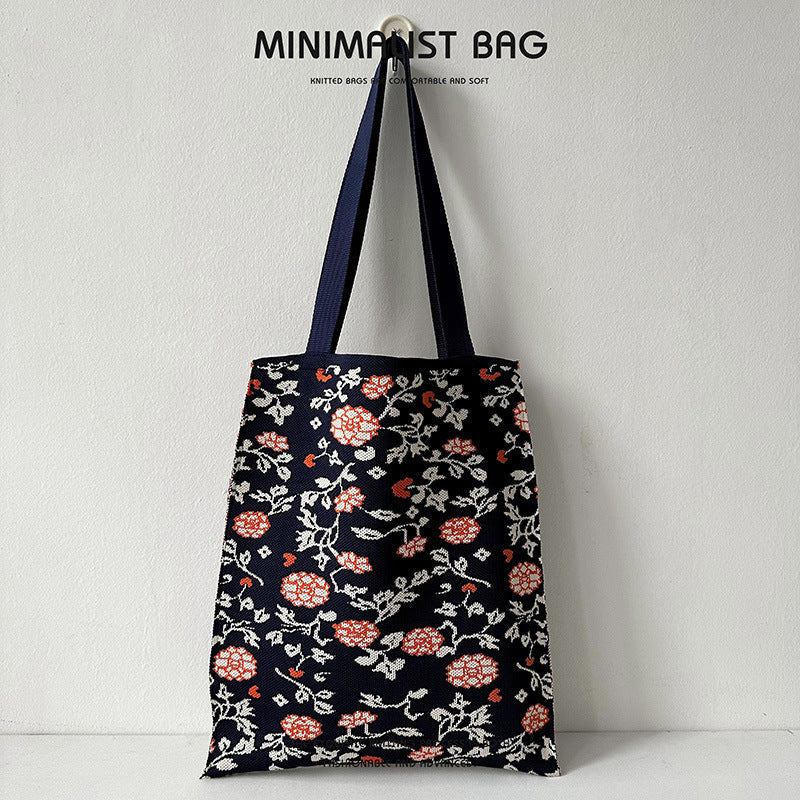 Large knitted tote bag - Flowers-Elly Rose