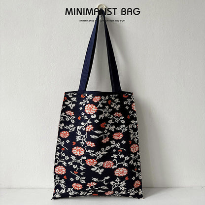 Large knitted tote bag - Flowers-Elly Rose
