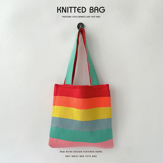 Grand Knit Tote Bag - Stripes Colors-Elly Rose