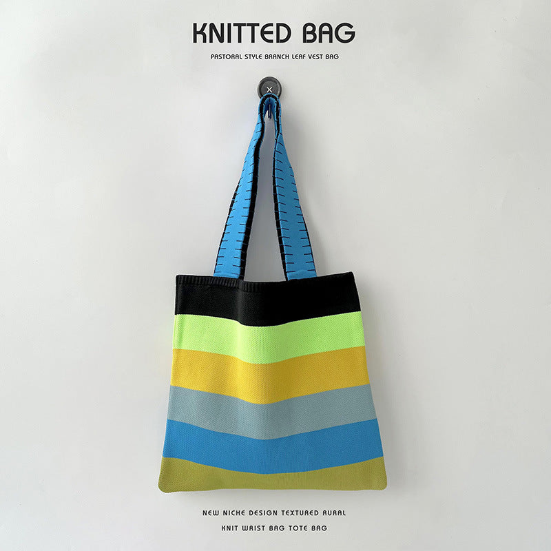 Grand Knit Tote Bag - Stripes Colors-Elly Rose