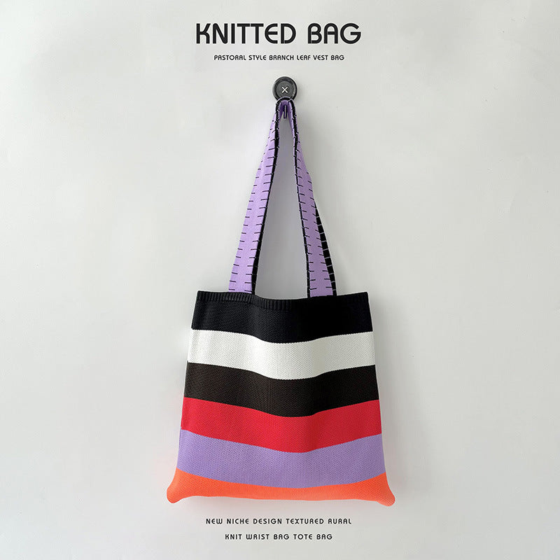 Grand Knit Tote Bag - Stripes Colors-Elly Rose
