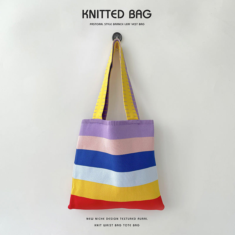 Grand Knit Tote Bag - Stripes Colors-Elly Rose
