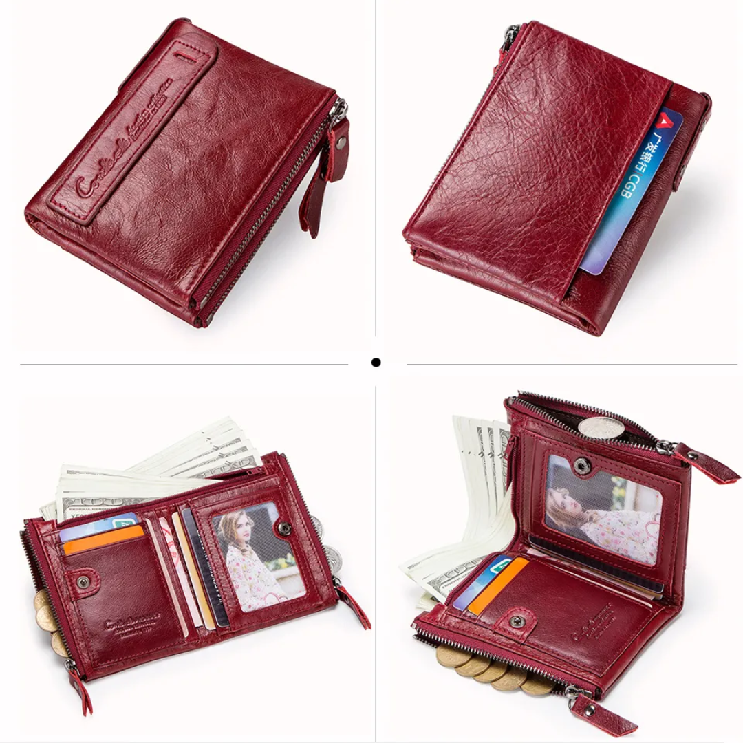 Compact wallet with double zipper closure | Practical and elegant-Elly Rose