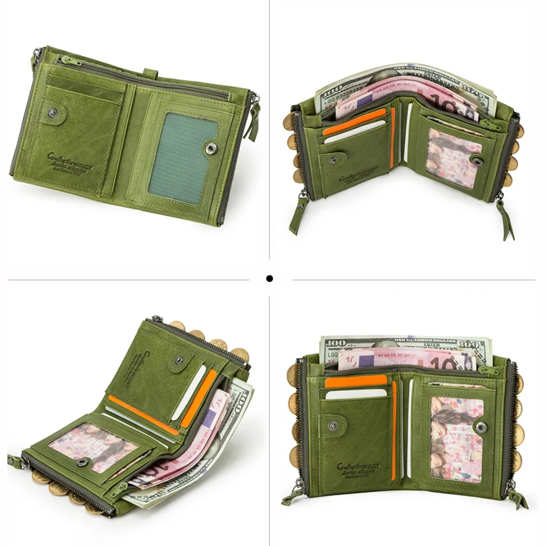 Compact wallet with double zipper closure | Practical and elegant-Elly Rose