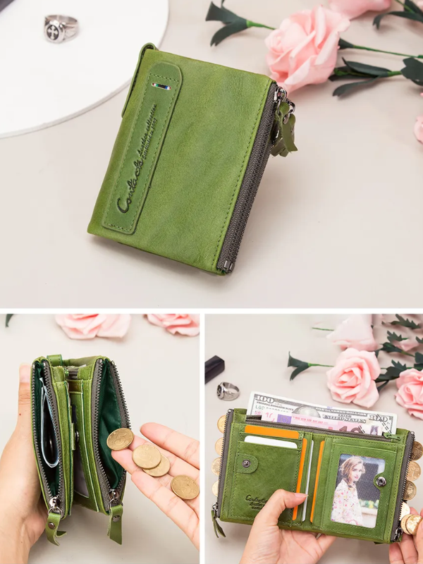 Compact wallet with double zipper closure | Practical and elegant-Elly Rose