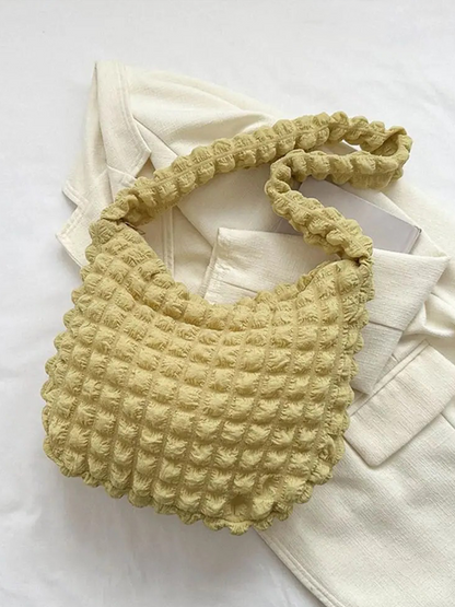 Drew Ladies Pleated Fabric Shoulder Bag | Shopper Green-Elly Rose