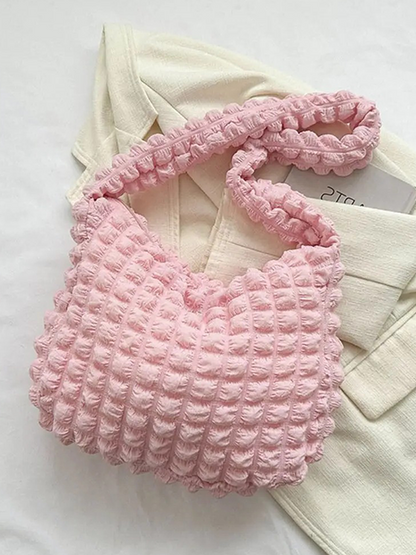 Drew Ladies Pleated Fabric Shoulder Bag | Shopper Light Pink-Elly Rose