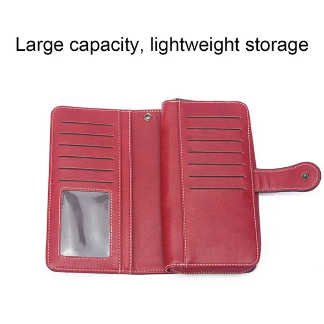 Leather wallet with strap | Large capacity-Elly Rose